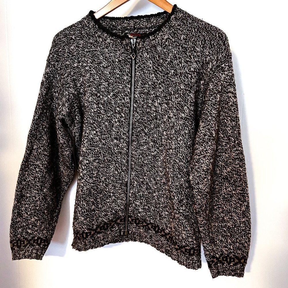 Alps Fine Apparel Vintage Wool Blend full zip Cardigan Sweater Size Small